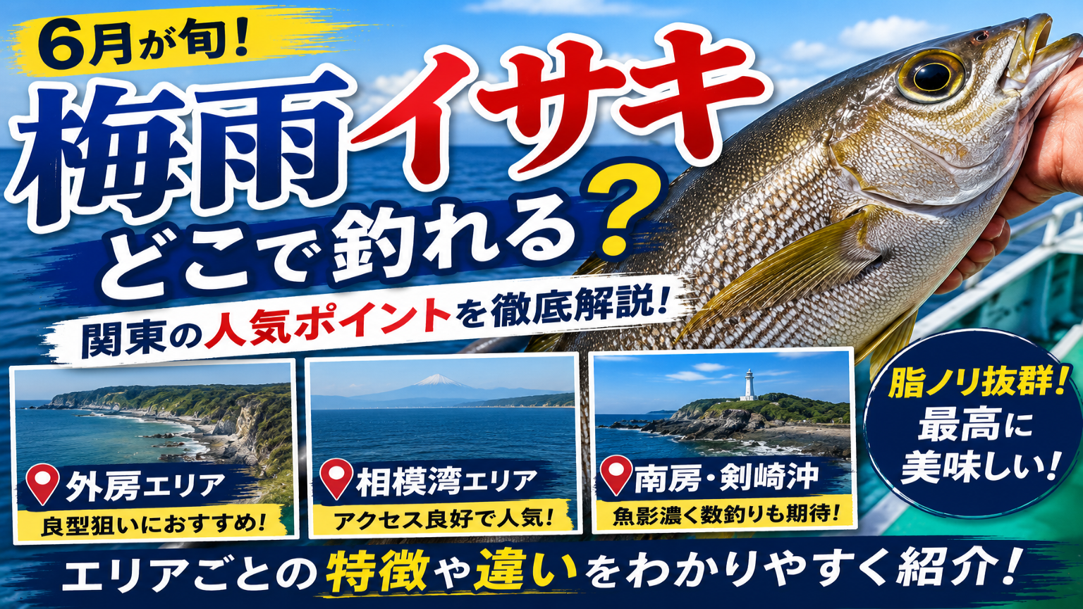 【梅雨イサキどこで釣れる？】関東の人気ポイントとおすすめエリアを解説！