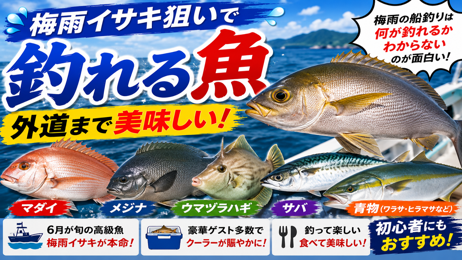 【梅雨イサキ狙いで釣れる魚】外道まで美味しい！6月の船釣りターゲットを紹介